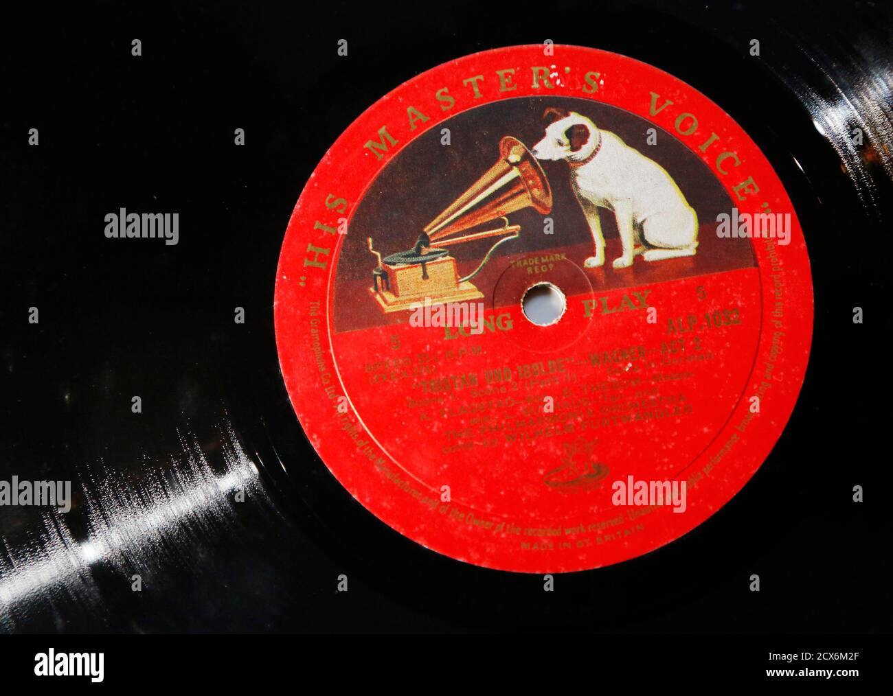 A vinyl record bearing the logo of label 