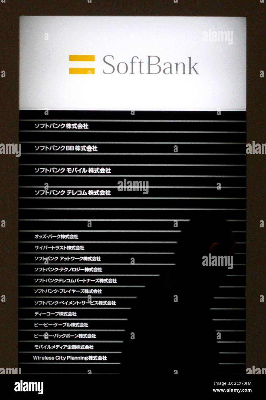 A Man Walks Past A Signboard Of Softbank Corp At Its Headquarters In Tokyo March 2 11 Yahoo Inc Is In Advanced Talks To Exit Its Joint Venture In Japan With Softbank