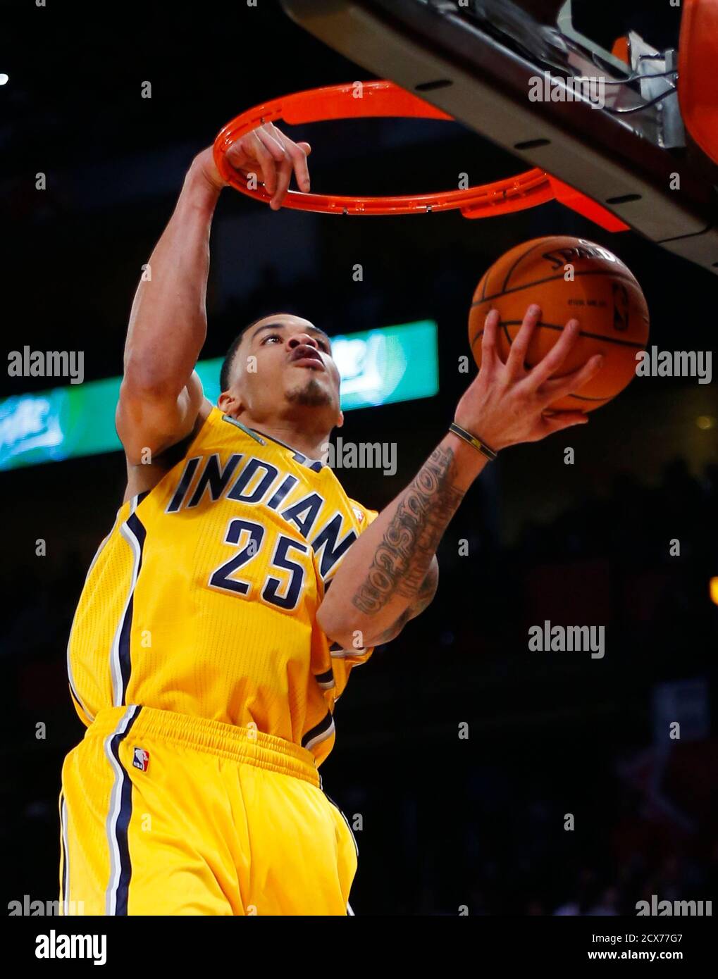 East All-Star Gerald Green of the Indiana Pacers competes in the slam dunk  contest during the NBA basketball All-Star weekend in Houston, Texas,  February 16, 2013. REUTERS/Jeff Haynes (UNITED STATES - Tags: