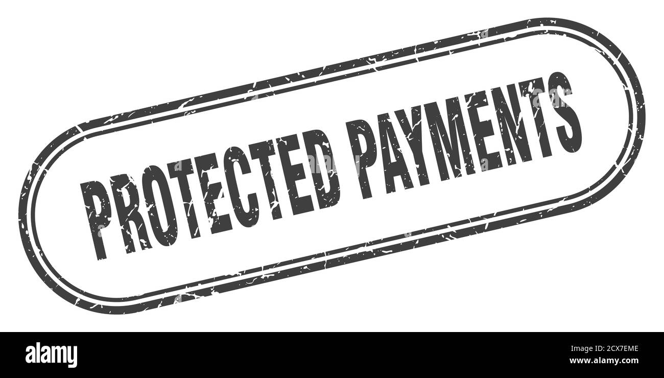 protected payments stamp. rounded grunge sign on white background Stock ...