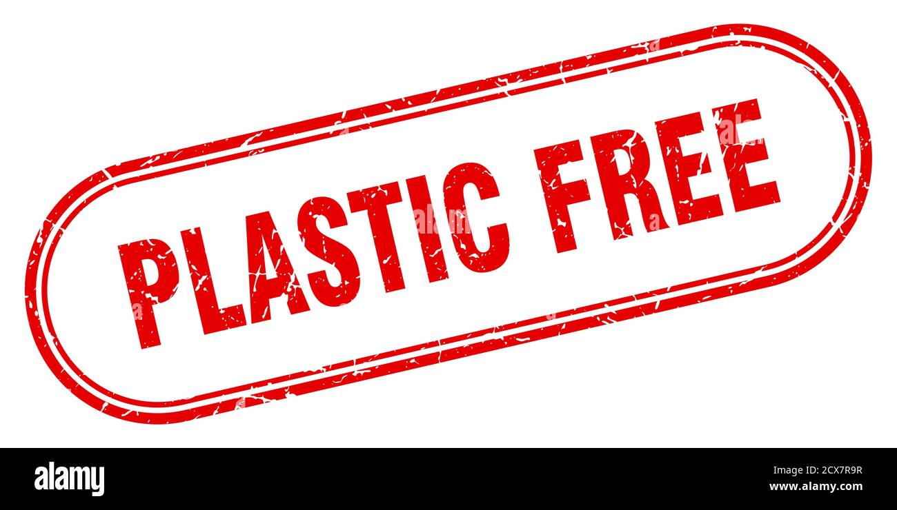 plastic free stamp. rounded grunge sign on white background Stock ...