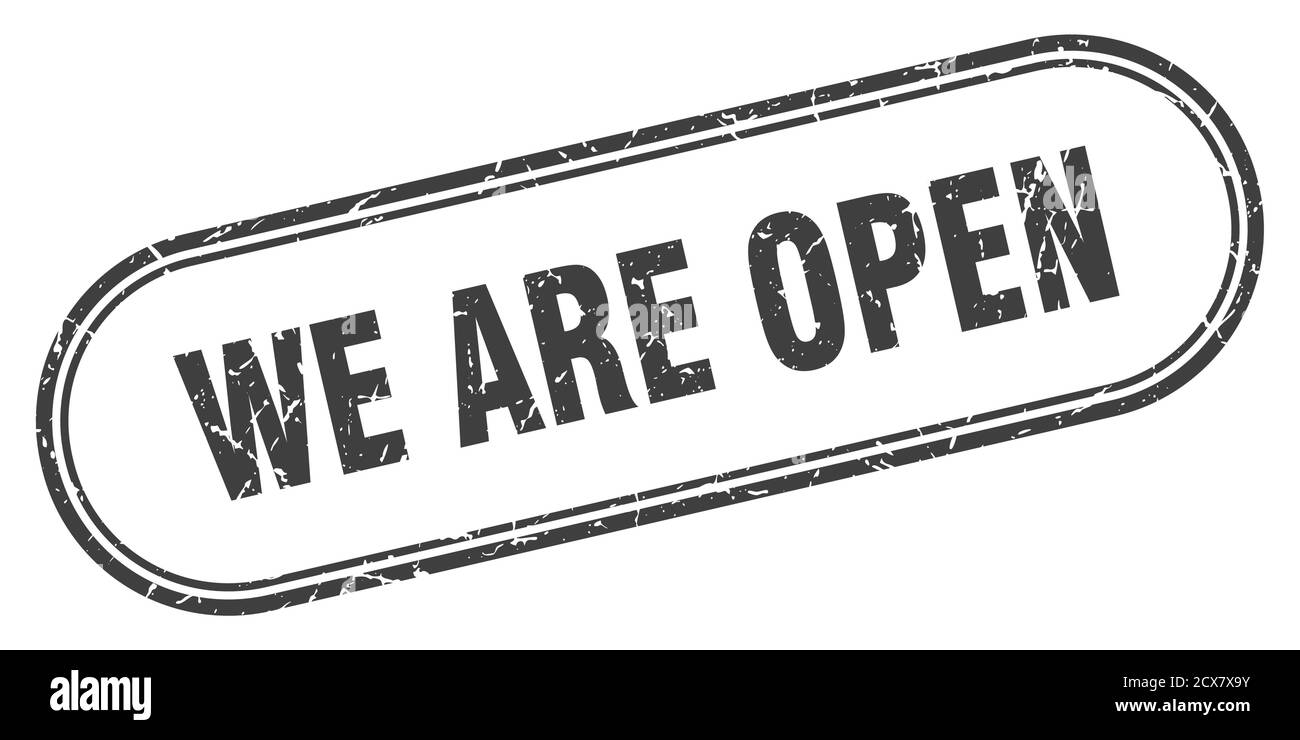 we are open stamp. rounded grunge sign on white background Stock Vector ...