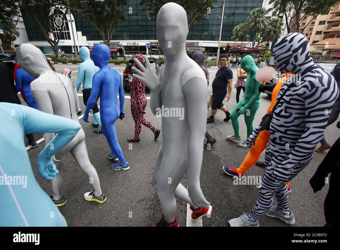 Participants Wearing Zentai Costumes Or Skin Tight Bodysuits From Head To Toe Take Part In A March Down The Shopping District Of Orchard Road During Zentai Art Festival In Singapore May 23 15 Participants Wearing Zentai Costumes Or Skin Tight Bodysuits From Head To Toe Take Part In A March Down The Shopping District Of Orchard Road During Zentai Art Festival In Singapore May 23 15