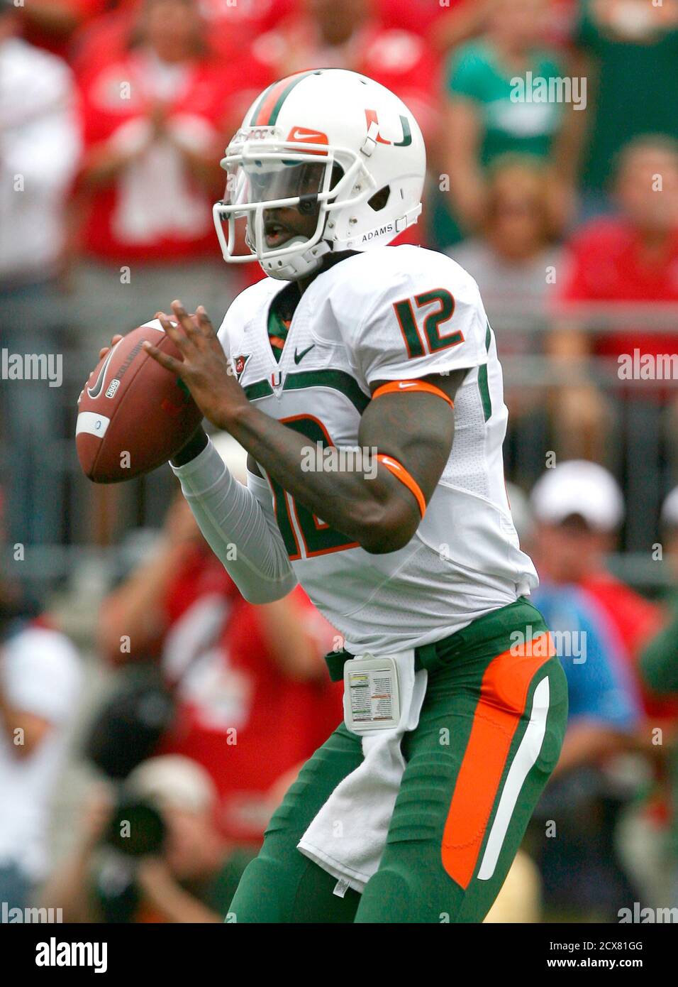 University Of Miami Quarterback Jacory Harris Looks For A Receiver Against Ohio State University During The First Quarter Of Their Ncaa Football Game In Columbus Ohio September 11 10 Reuters Matt Sullivan United University Of Miami Quarterback Jacory Harris Looks For A Receiver Against Ohio State University During The First Quarter Of Their Ncaa Football Game In Columbus Ohio September 11 10 Reuters Matt Sullivan United