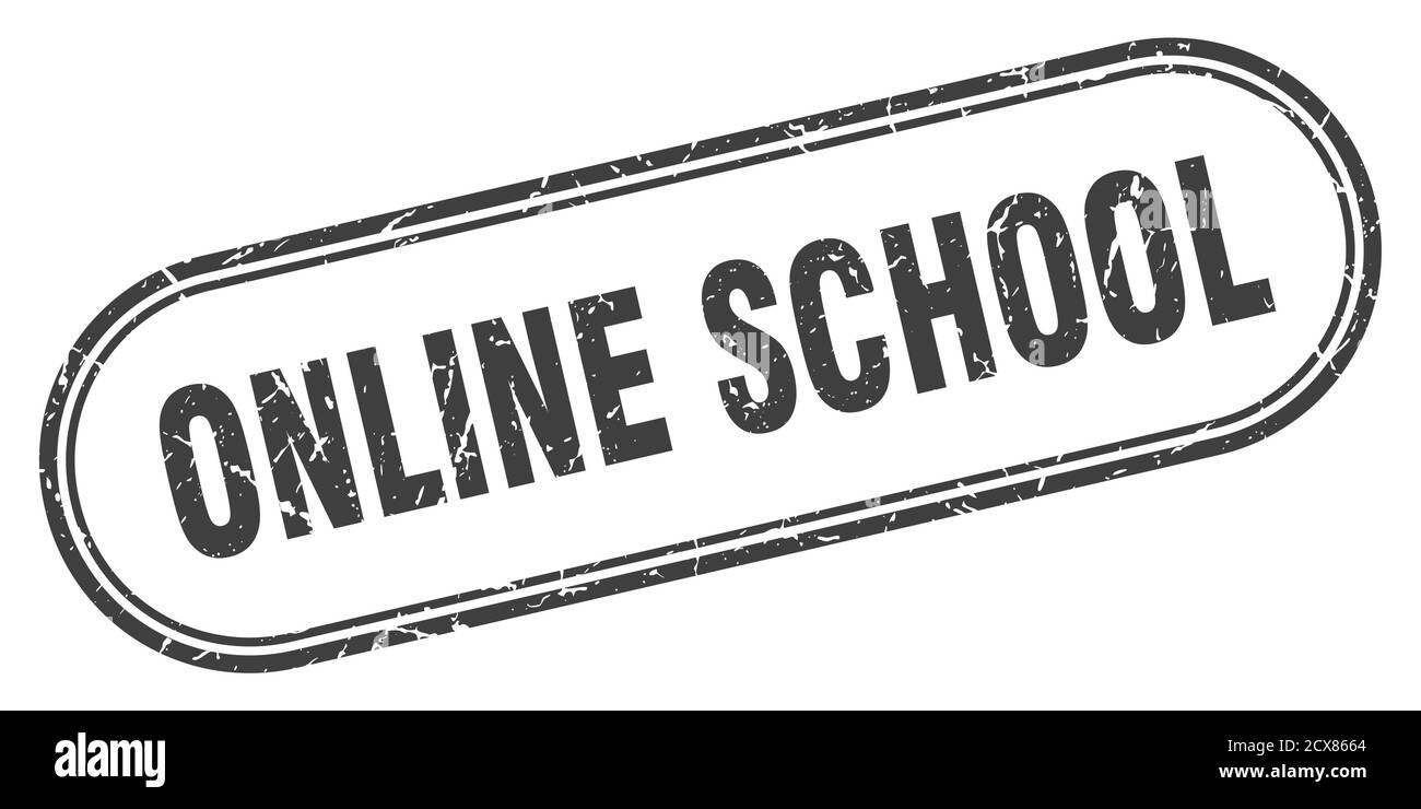 online school stamp. rounded grunge sign on white background Stock ...
