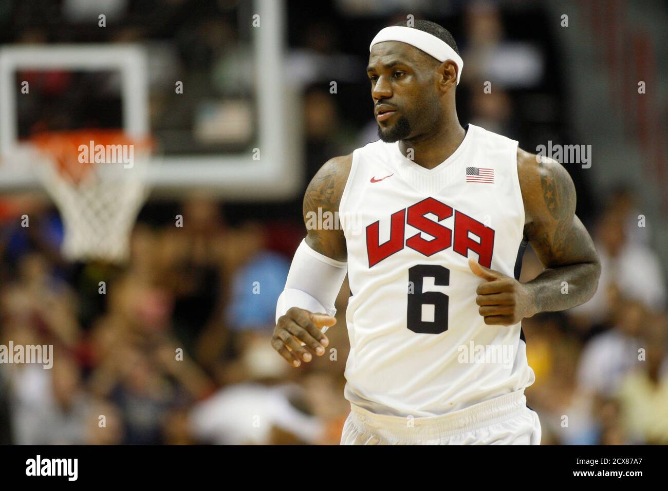 Lebron James Of The U S 12 Olympic Men S Basketball Team Looks On During An Exhibition Game Against The Dominican Republic At The Thomas Mack Center In Las Vegas Nevada July 12 Lebron James Of The U S 12 Olympic Men S Basketball Team Looks On During An Exhibition Game Against The Dominican Republic At The Thomas Mack Center In Las Vegas Nevada July 12