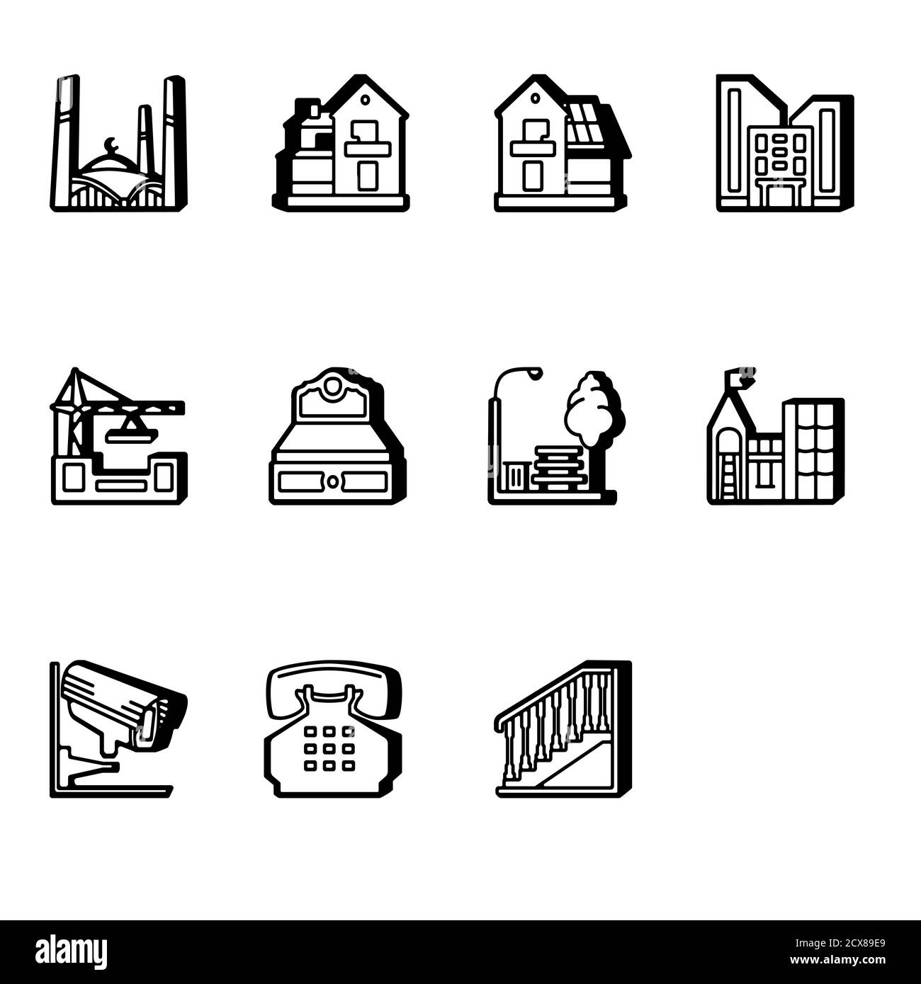 Set of icons building 2 Stock Vector