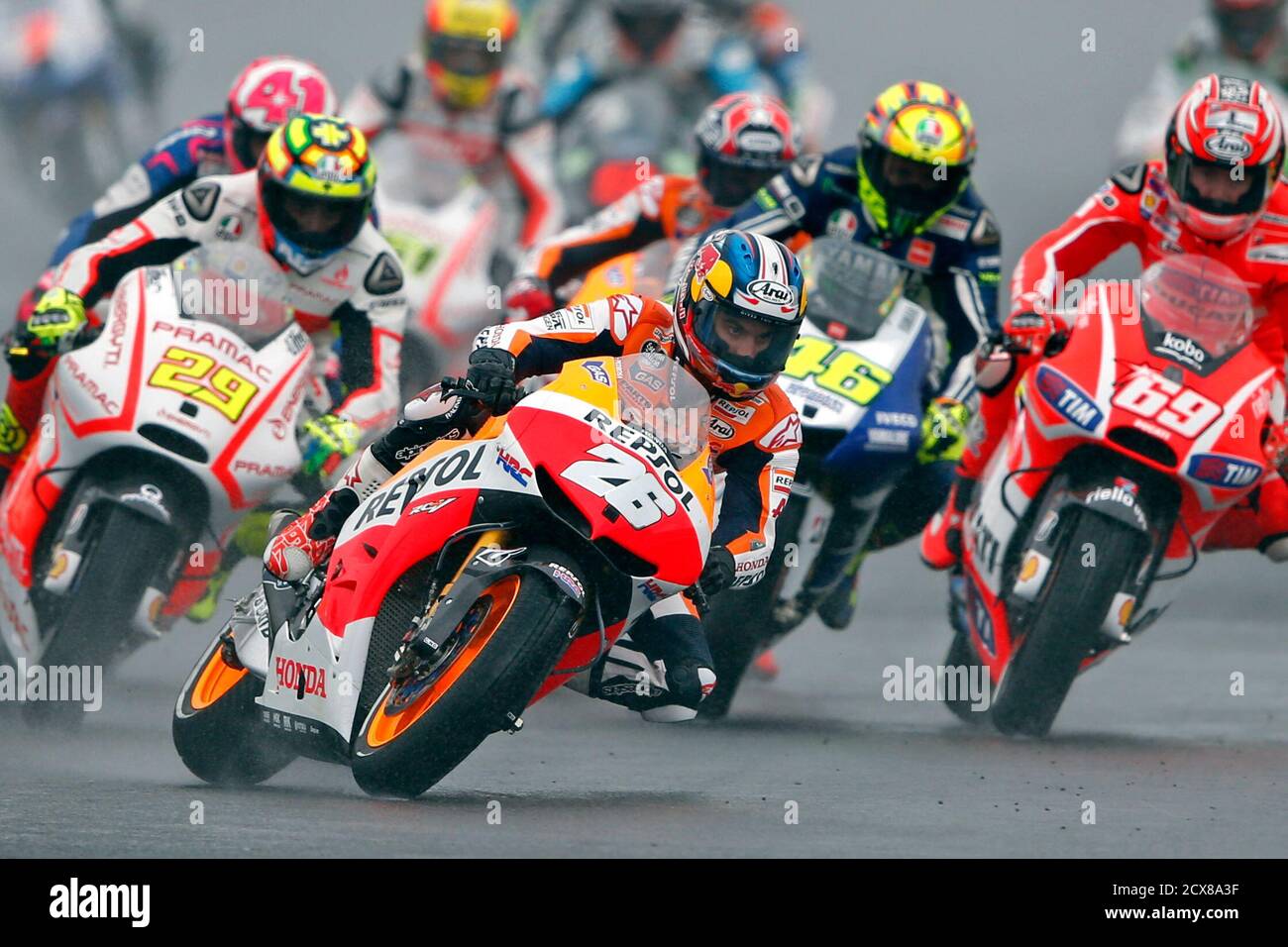 Honda MotoGP rider Dani Pedrosa (26) of Spain rides during the French Grand  Prix in Le Mans circuit, central France May 19, 2013. REUTERS/Benoit Tessier  (FRANCE - Tags: SPORT MOTORSPORT Stock Photo - Alamy