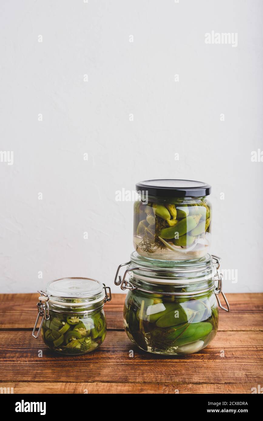 Freshly Pickled Jalapeno Peppers in Jars Stock Photo Alamy