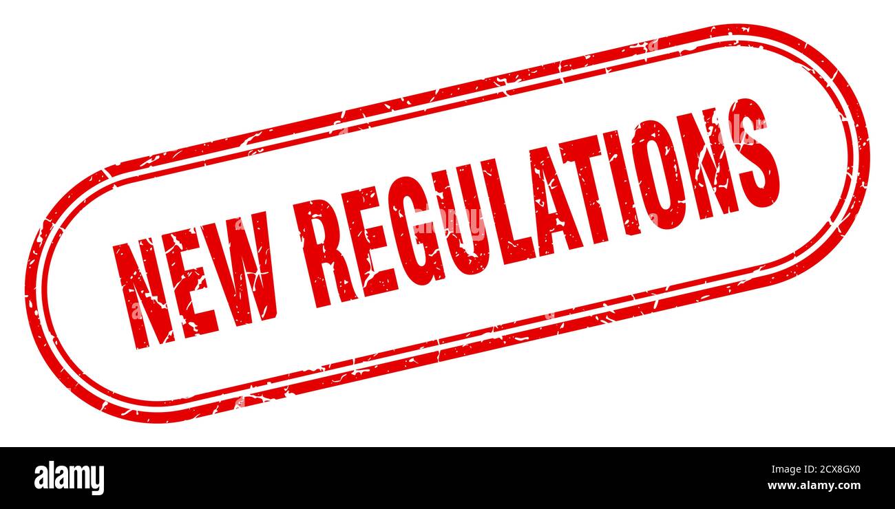 new regulations stamp. rounded grunge sign on white background Stock