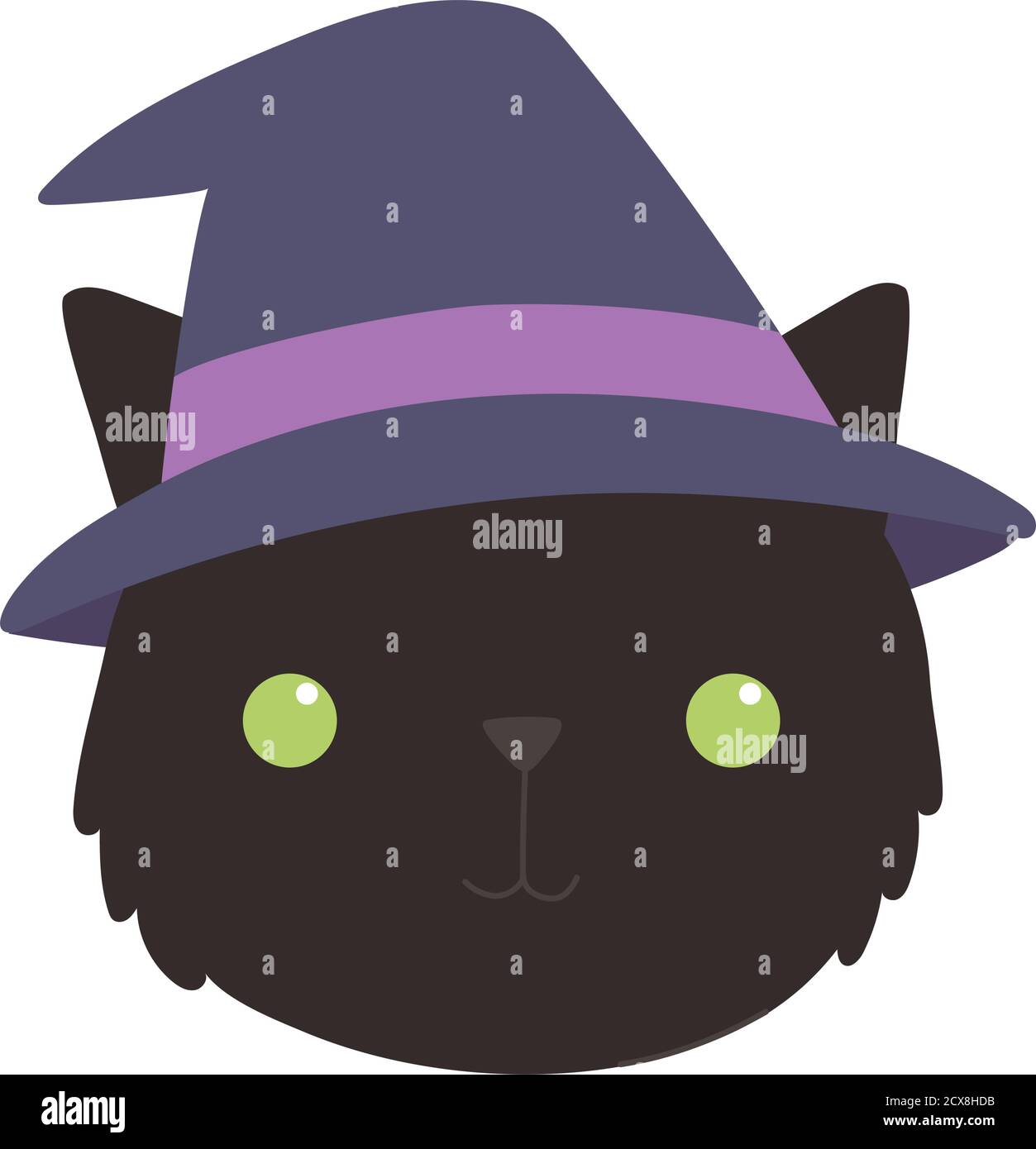 happy halloween, cute face black cat with hat costume isolated design ...
