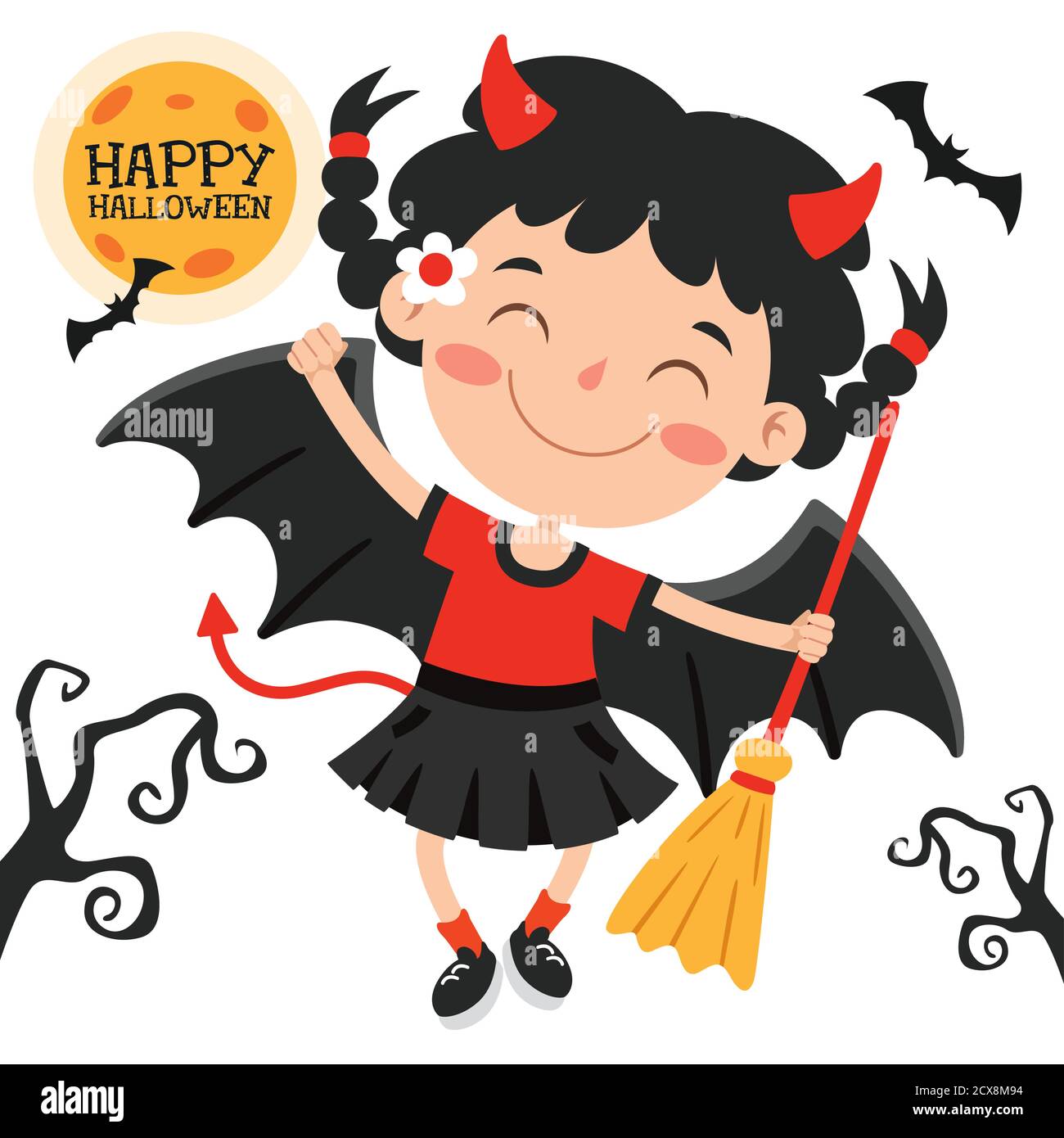 Happy Funny Child Celebrating Halloween Stock Vector