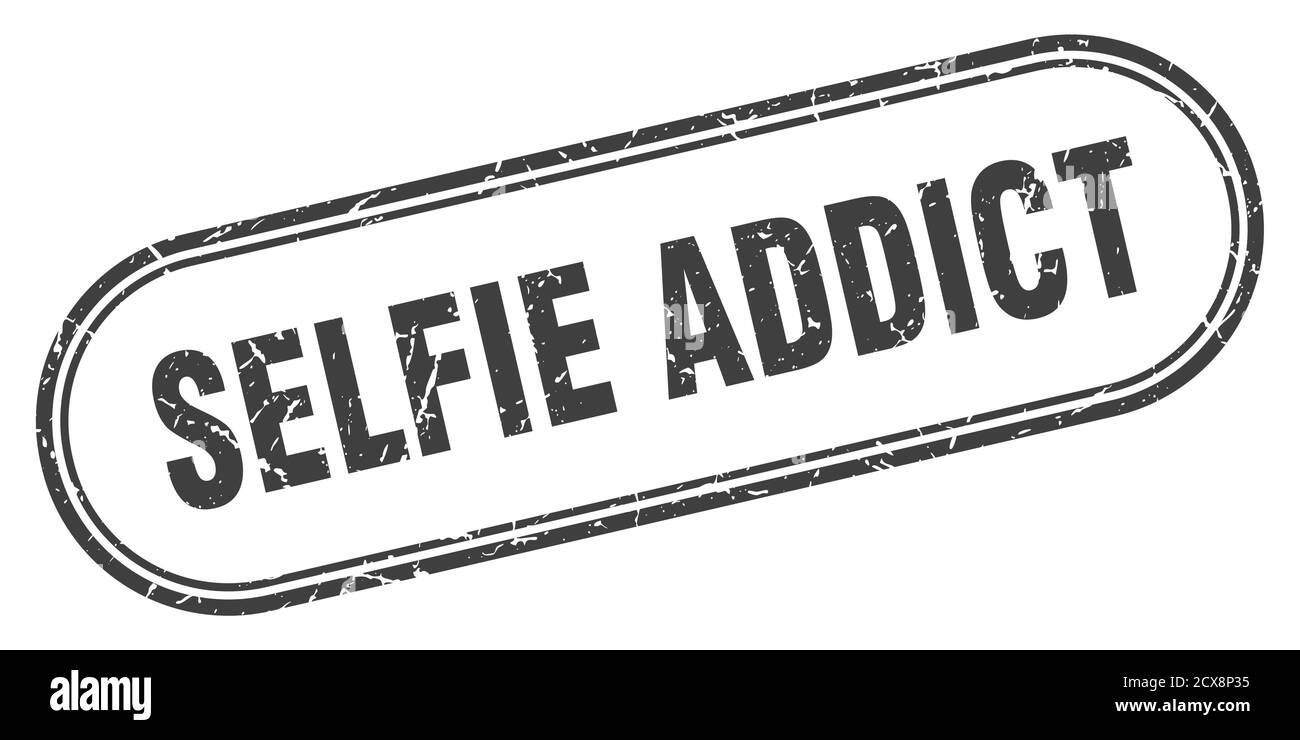 selfie addict stamp. rounded grunge sign on white background Stock ...