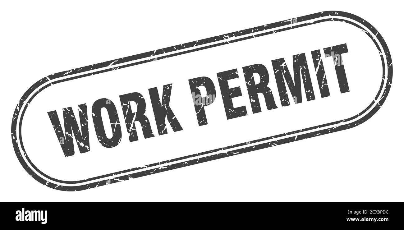 work permit stamp. rounded grunge sign on white background Stock Vector ...