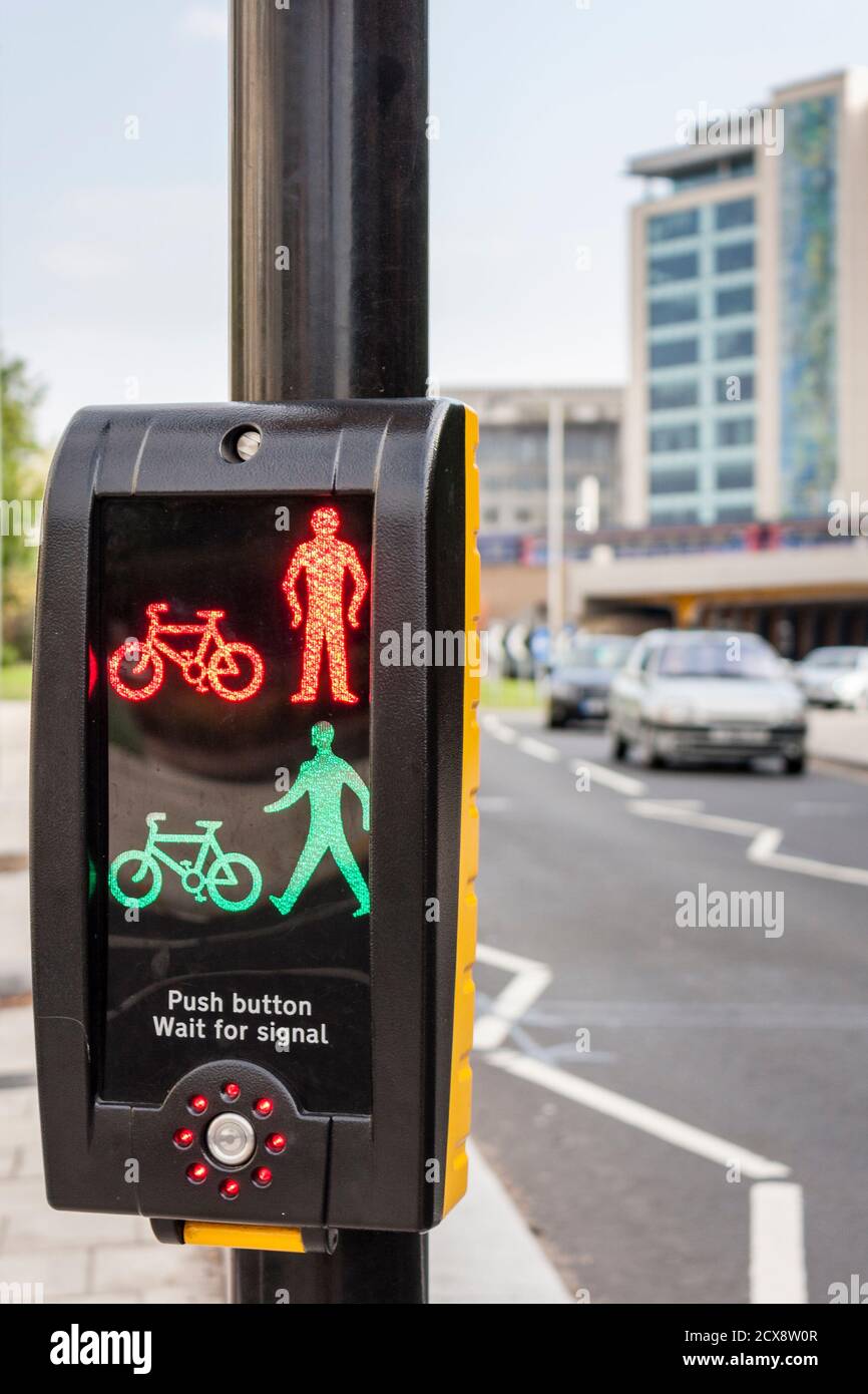 Pedestrian Crossing red lights green lights signal Stock Photo