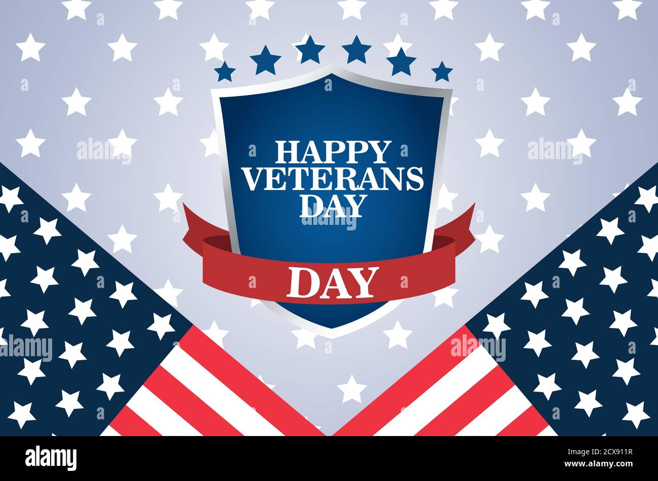 happy veterans day celebration with lettering in shield vector ...