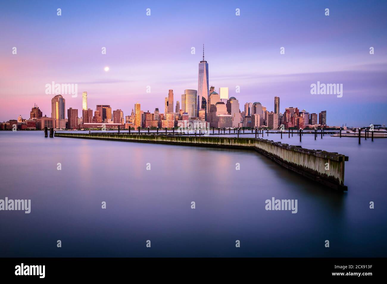 Manhattan Sunset, shot from Downtown Jersey City Stock Photo