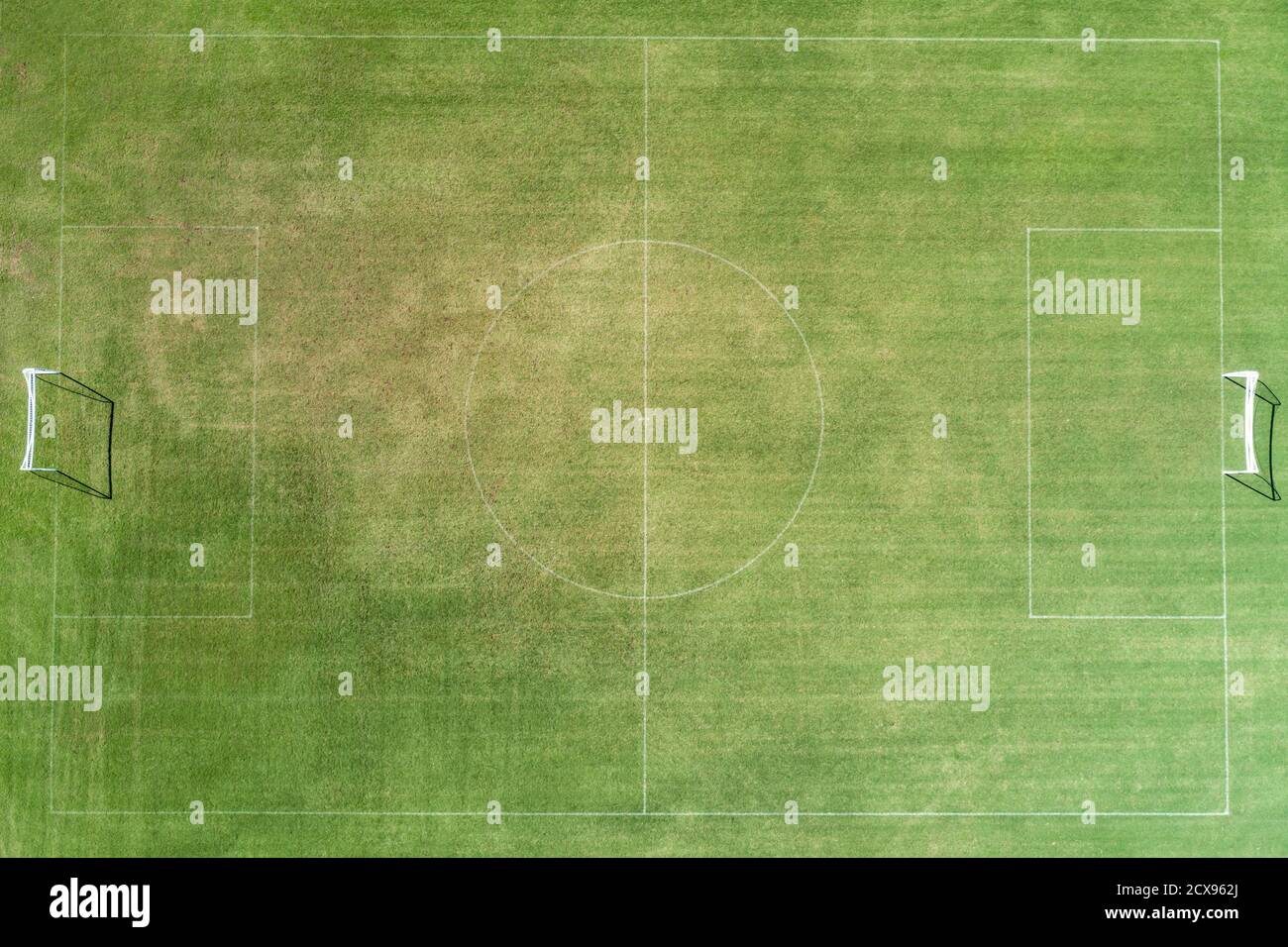 Looking down on football field. Stock Photo
