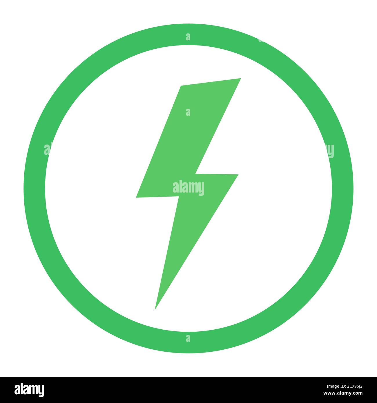 Lightning bolt icon. Electric eco energy vector simple green logo isolated vector. Flash thunderbolt abstract illustration Stock Vector