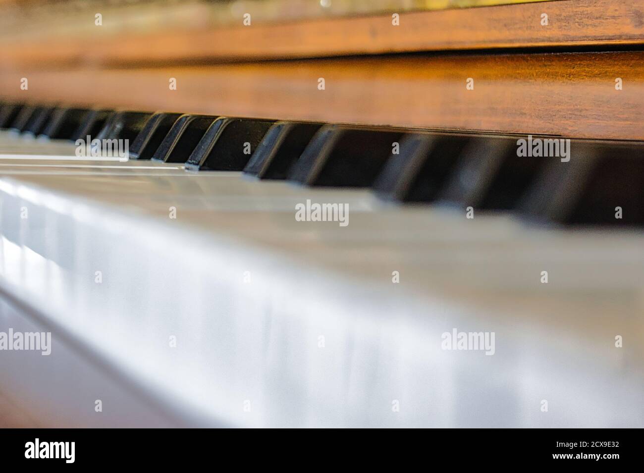 Up Close Picture of a refurbished Stand up piano Stock Photo Alamy