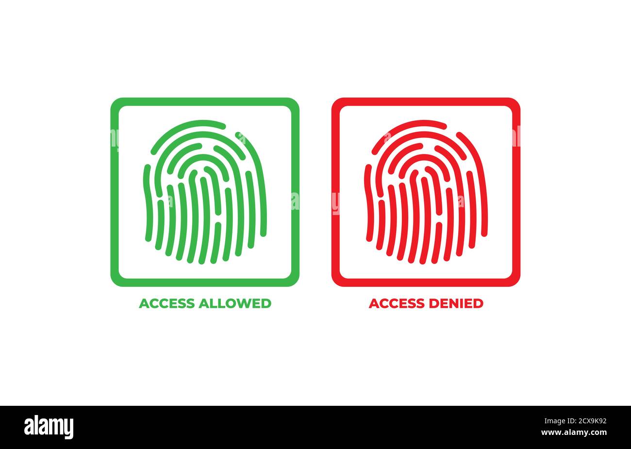 affirmative and denied access fingerprint symbol for internet, vector ...