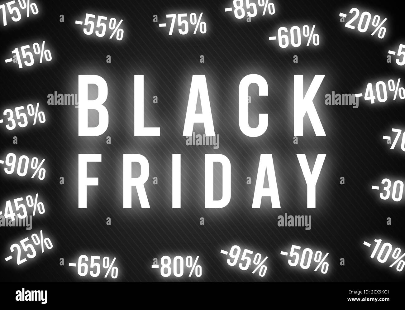 Percent off set of white glow neon signs on a dark background. Black Friday  Glowing sales . Sales set around text Black Friday Stock Vector Image & Art  - Alamy