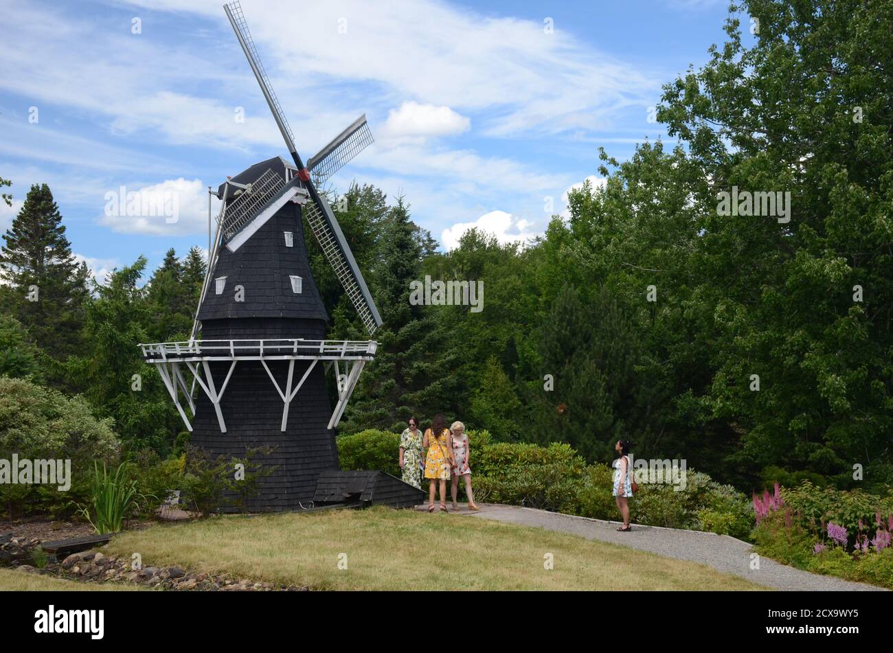 The windmill at Kingsbrae Gardens, St Andrews Stock Photo