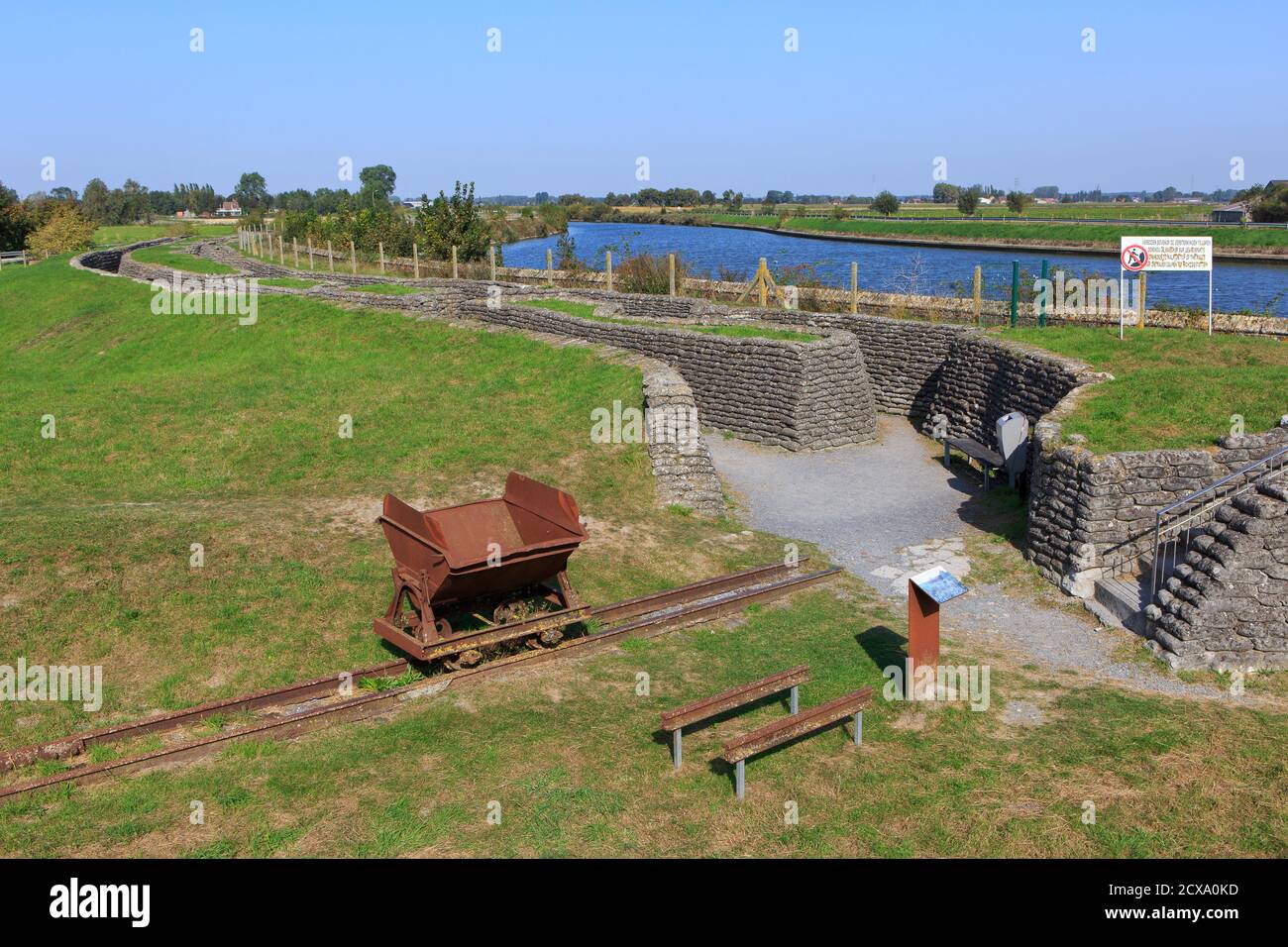 Trenches at the Dodengang (Trench of Death) in Diksmuide, Belgium, where the Battle of the Yser took place in October 1914 Stock Photo