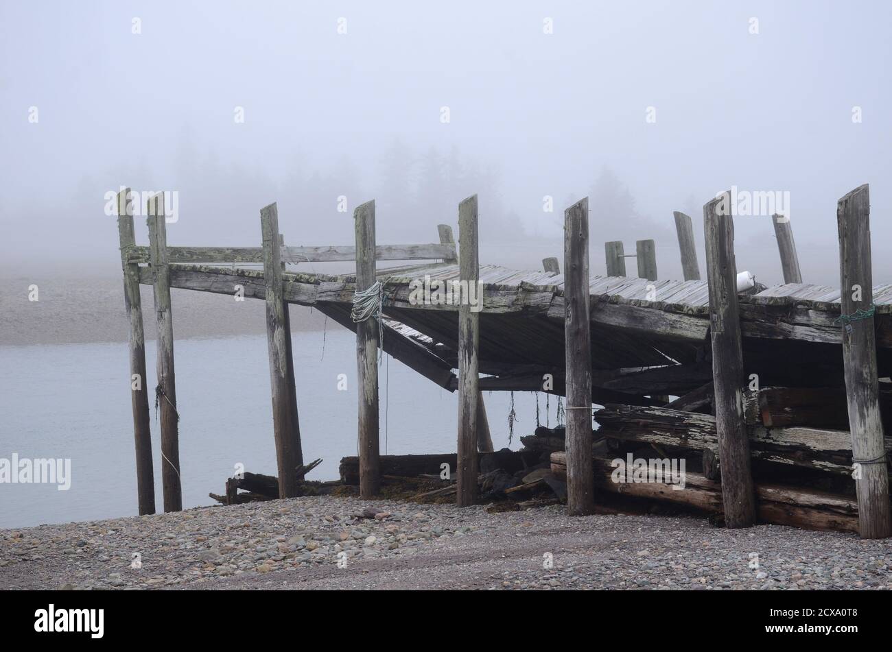 Abandoned wharf, Chance Harbour, New Brunswick Stock Photo