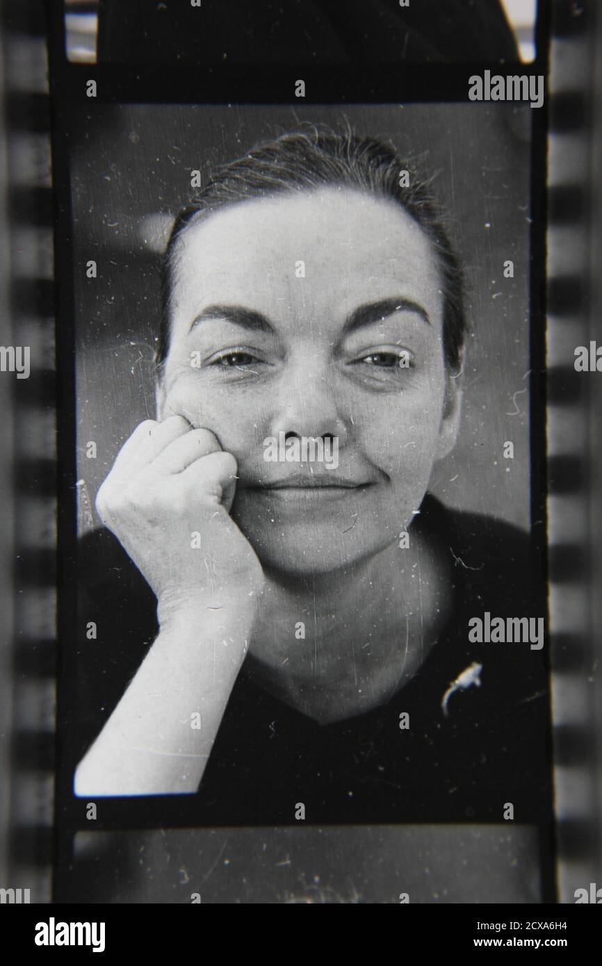 Fine 1970s vintage black and white photography of a head shot portrait ...