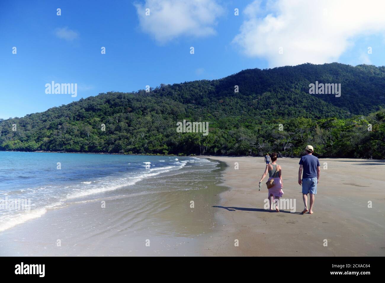 People walking on Cow Bay beach, Daintree National Park, Queensland, Australia. No MR Stock Photo