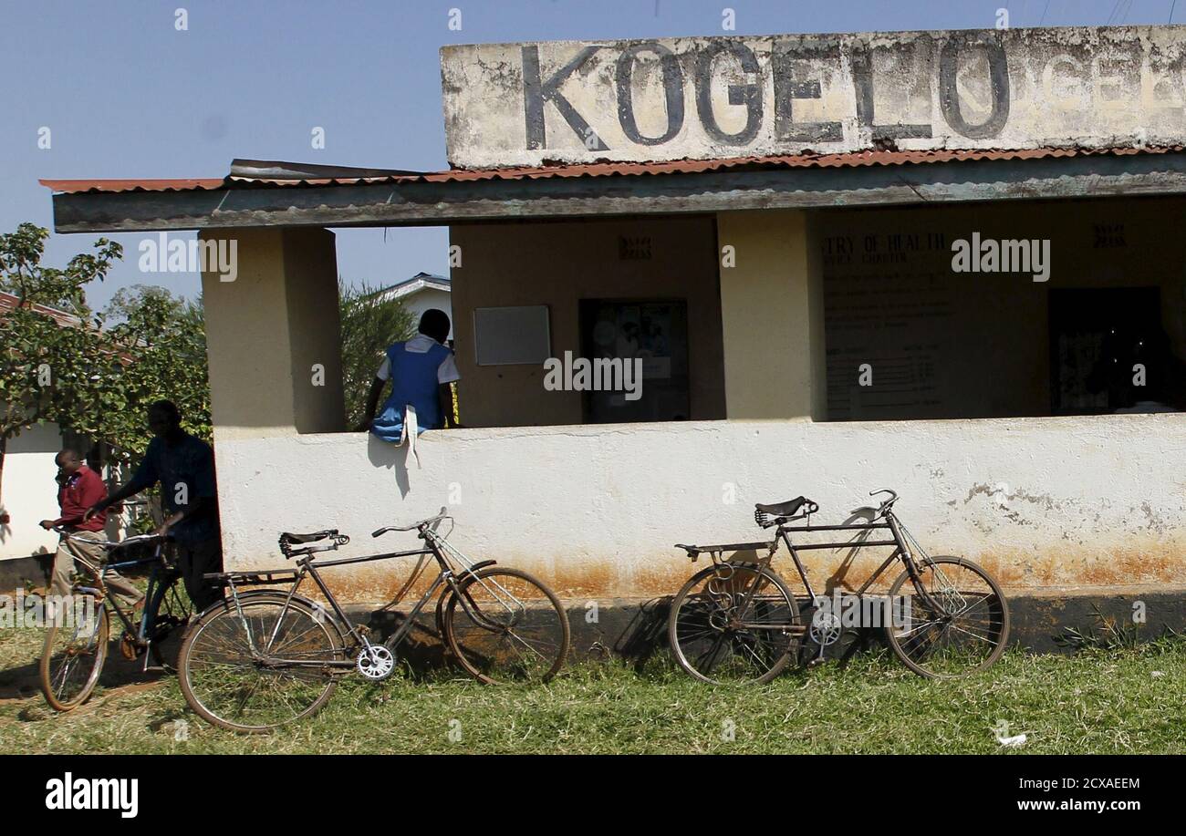 Bicycles are seen parked at the Kogelo Dispensary in the U.S. President Barack Obama's ancestral village of Nyang'oma Kogelo, west of Kenya's capital Nairobi, July 16, 2015. Obama visits Kenya and Ethiopia in July, his third major trip to Sub-Saharan Africa after travelling to Ghana in 2009 and to Tanzania, Senegal and South Africa in 2011. He has also visited Egypt, in North Africa, and South Africa for Nelson Mandela's funeral. Obama will be welcomed by a continent that had expected closer attention from a man they claim as their son, a sentiment felt acutely in the Kenyan village where the  Stock Photo