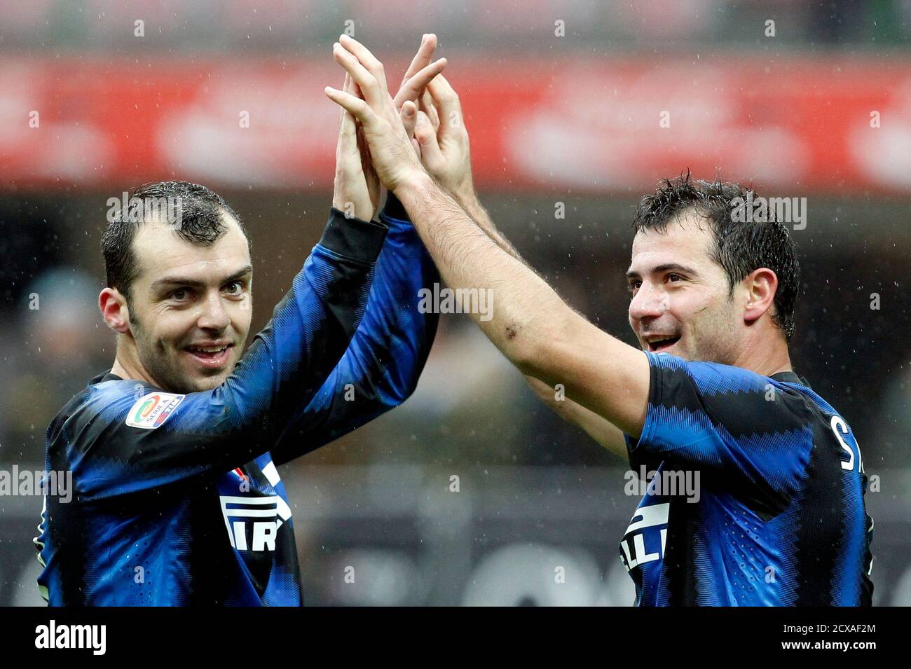 Inter Milan S Dejan Stankovic R Celebrates With His Teammate Goran Pandev After Scoring Against Parma During Their Italian Serie A Soccer Match At The San Siro Stadium In Milan November 28 2010