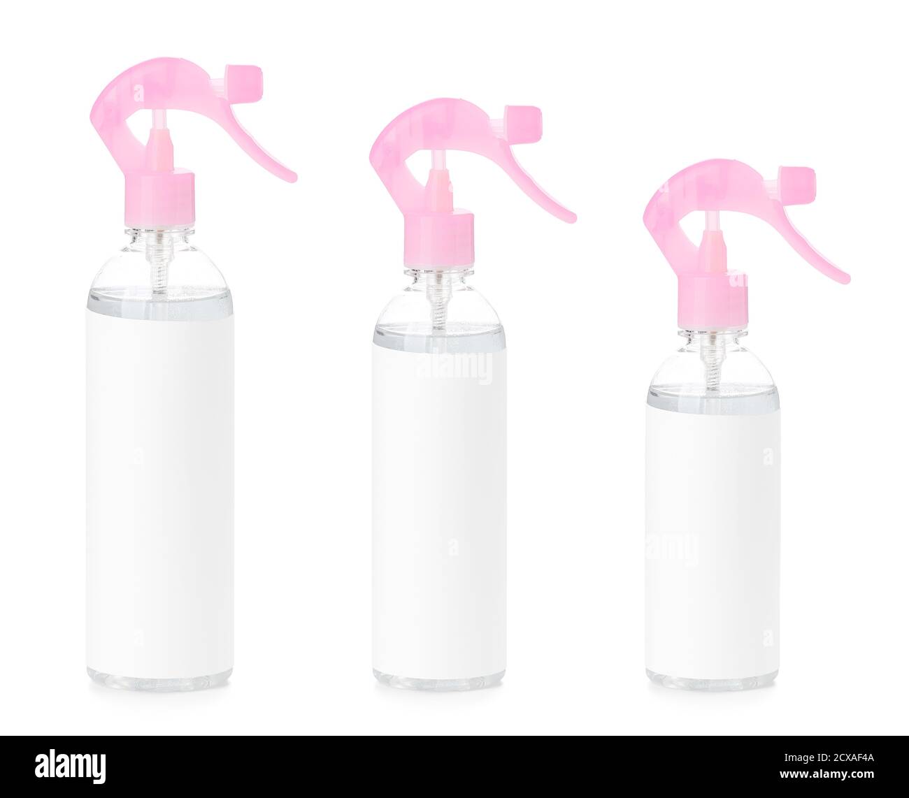 Air freshener in bottles of different sizes on white background Stock
