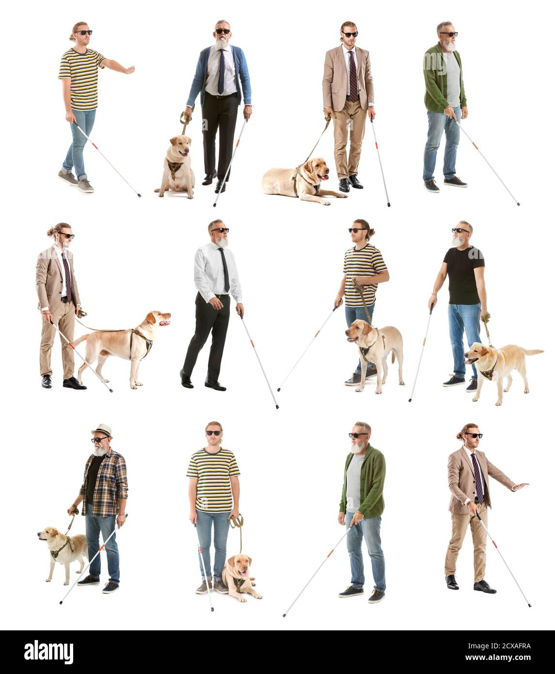 Blind men on white background Stock Photo - Alamy