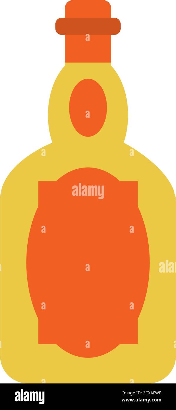 icon of tequila bottle over white background, flat style, vector