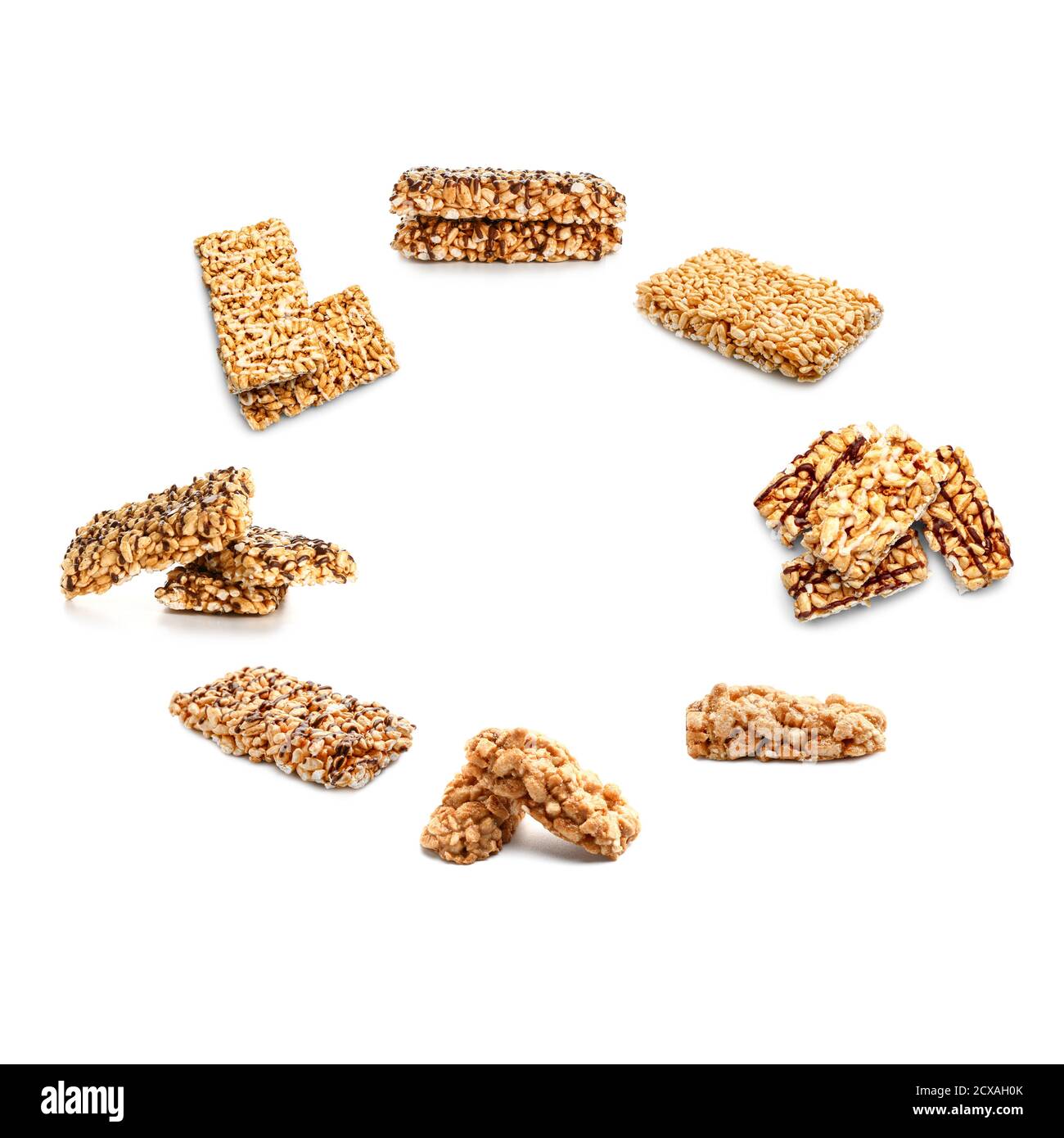 Frame made of crispy rice bars on white background Stock Photo - Alamy