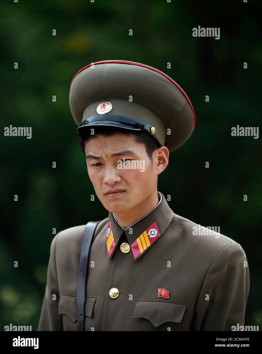A North Korean soldier stands guard at 