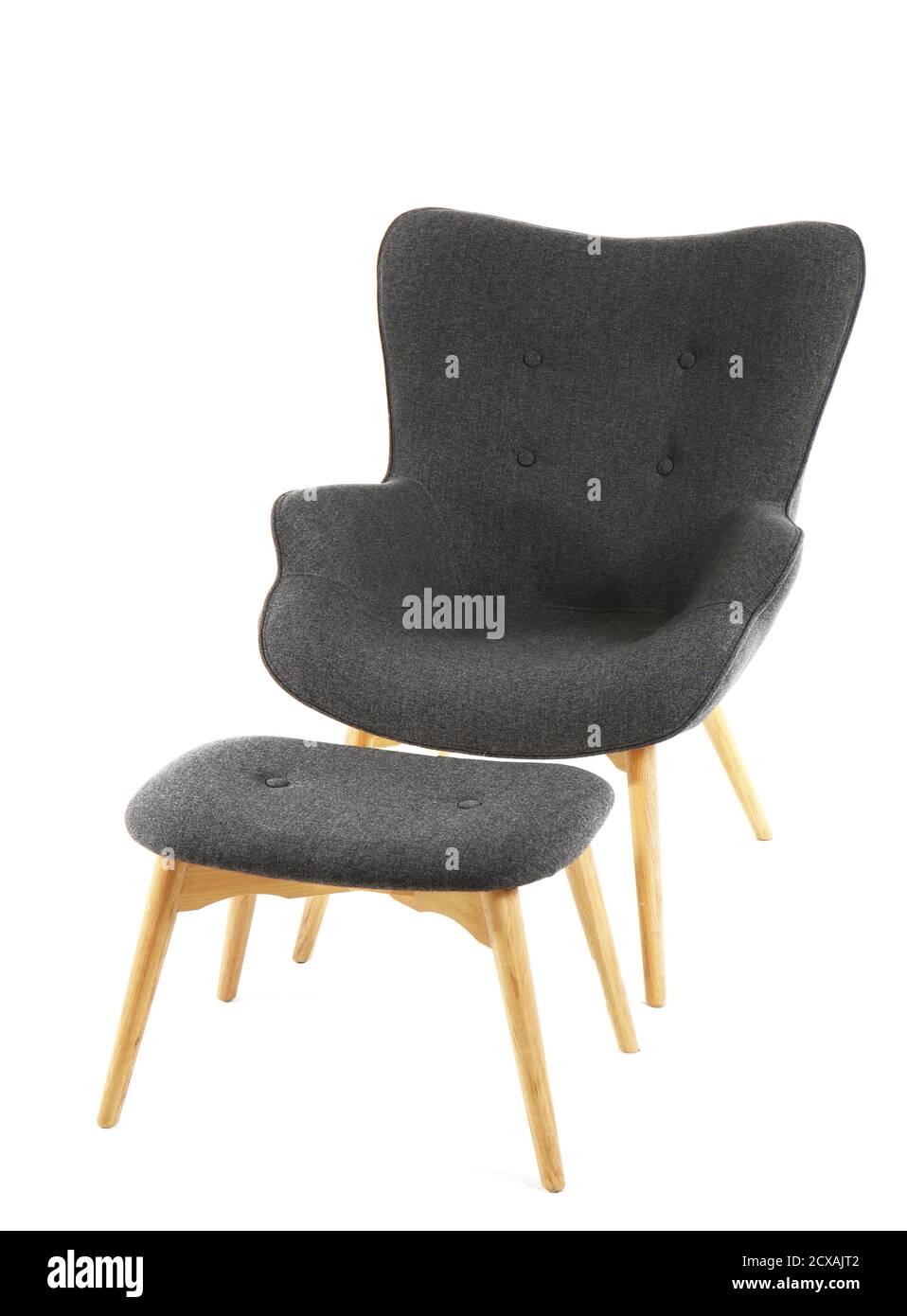 Stylish armchair and ottoman on white background Stock Photo Alamy