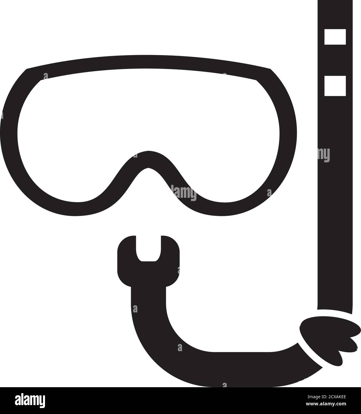 snorkel mask icon over white background, silhouette style, vector