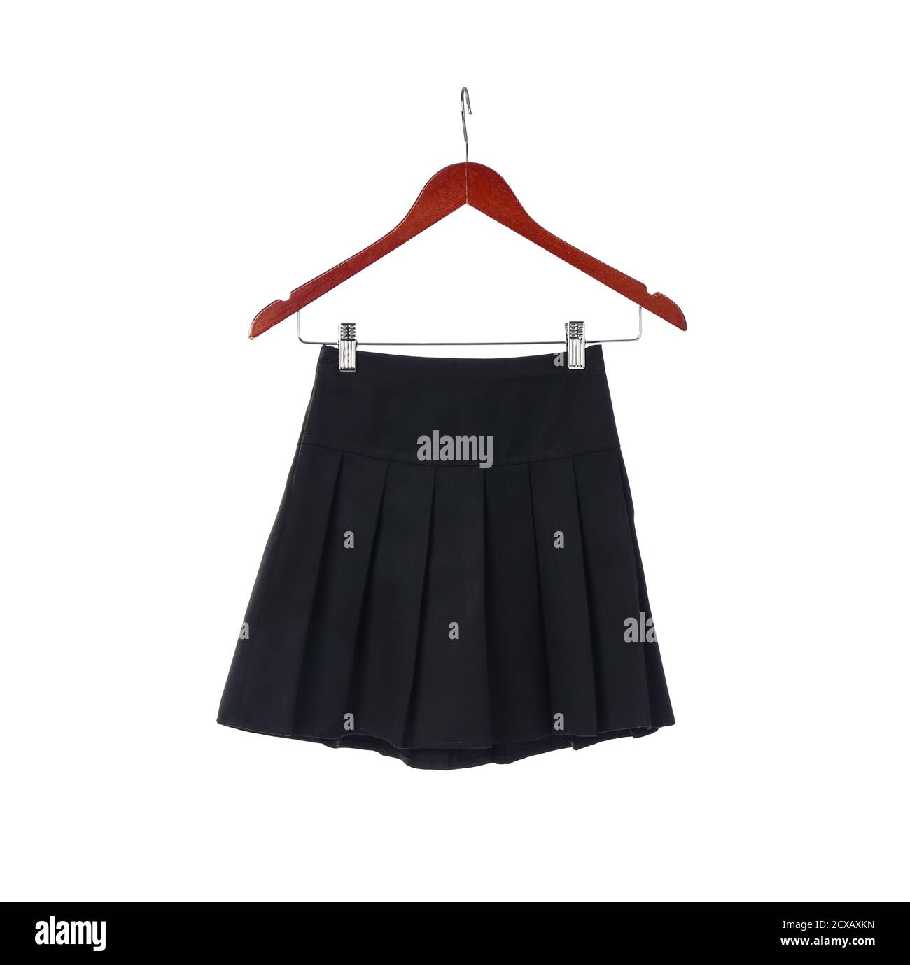 Hanger with stylish school uniform on white background Stock Photo - Alamy