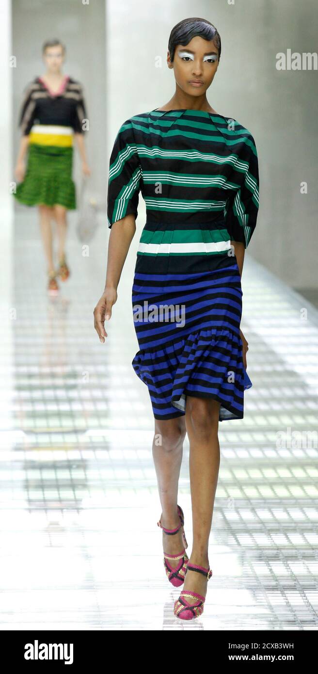 A model presents a creation as part of the Prada Spring/Summer 2011 women's  collection during Milan Fashion Week September 23, 2010. REUTERS/Alessandro  Garofalo (ITALY - Tags: FASHION Stock Photo - Alamy