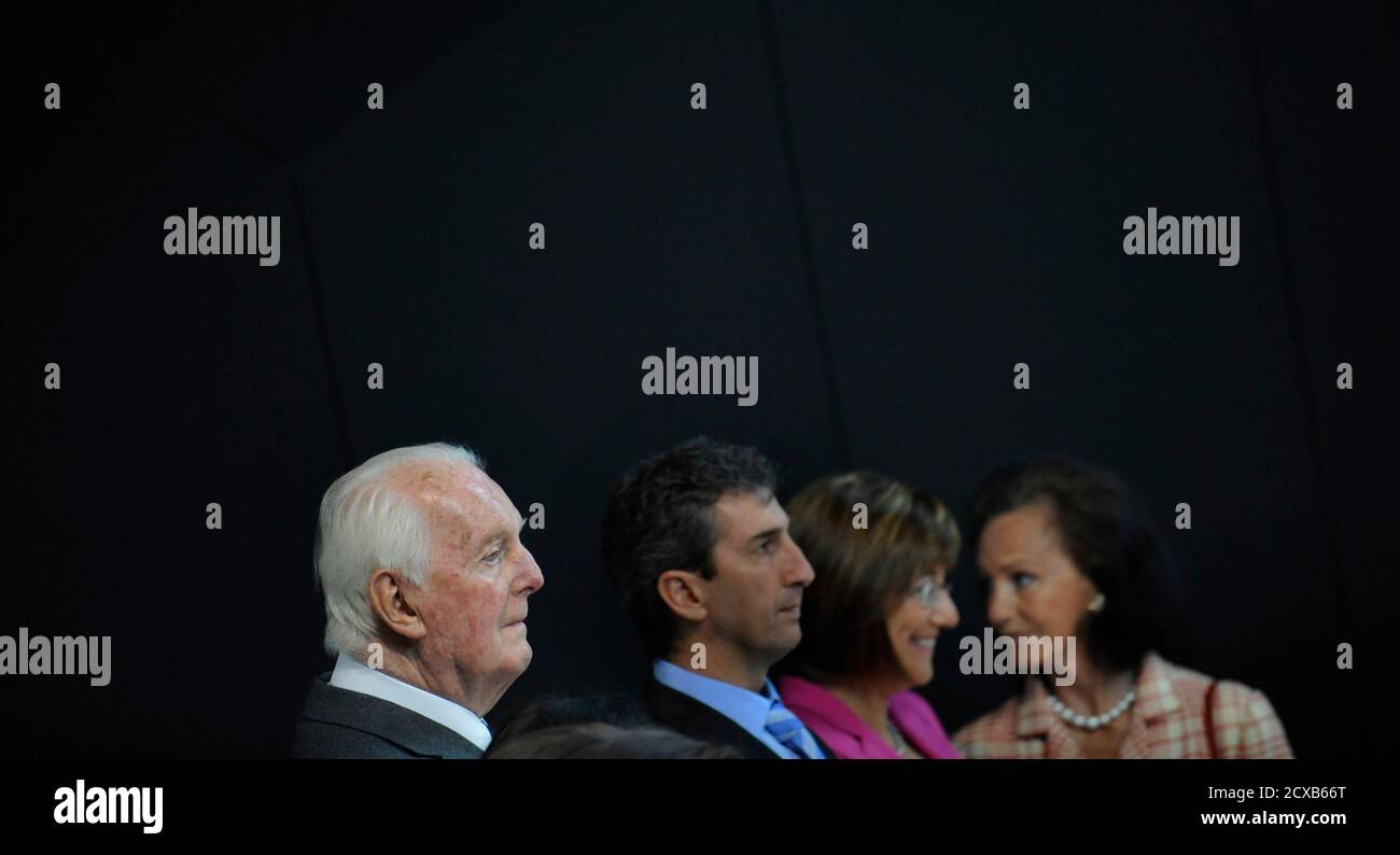 French fashion designer Hubert de Givenchy (L) attends the inauguration of  the Cristobal Balenciaga museum in the Spanish couturier's home town of  Getaria, June 7, 2011. The museum houses a selection of