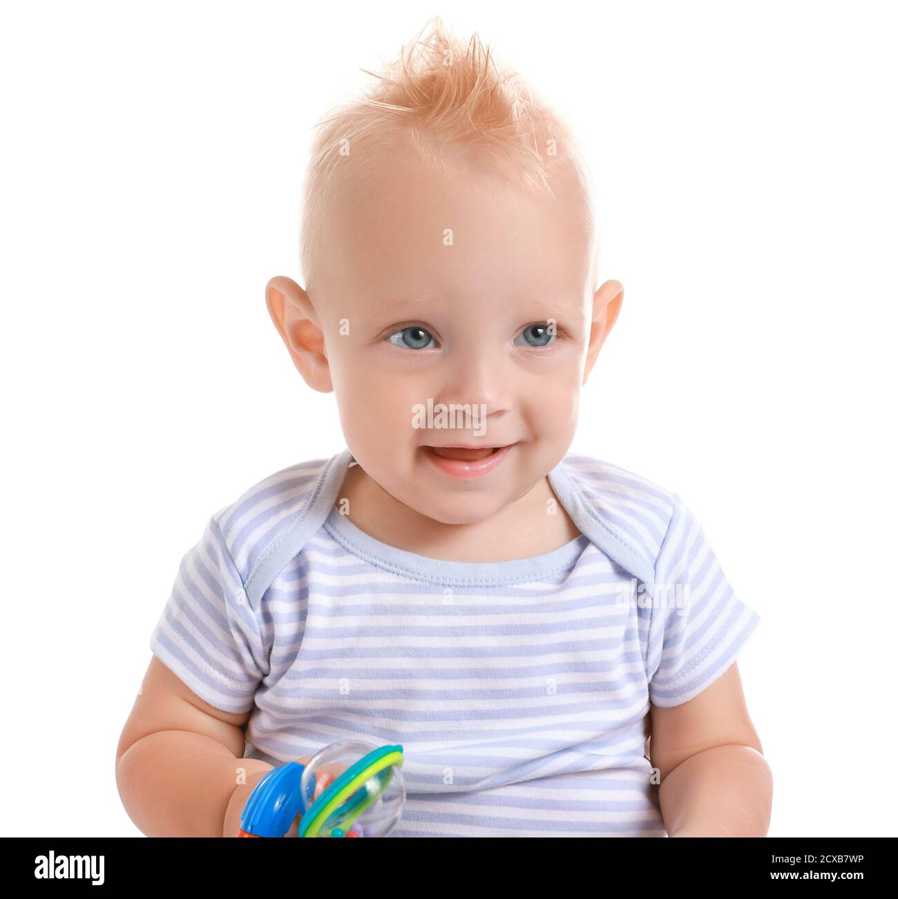 Portrait of cute little baby on white background Stock Photo - Alamy