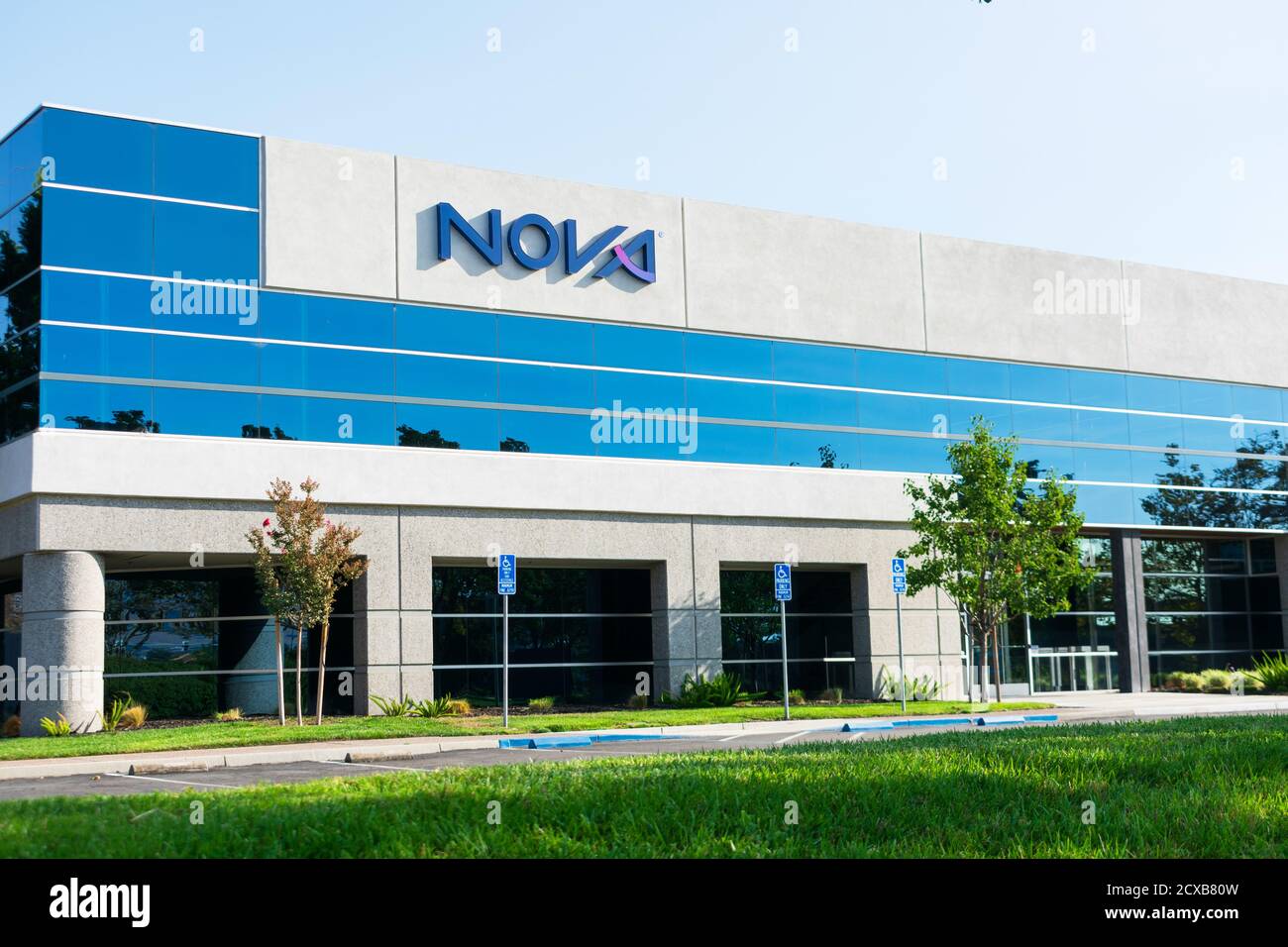 Nova logo and sign at headquarters of leading innovator of dimensional