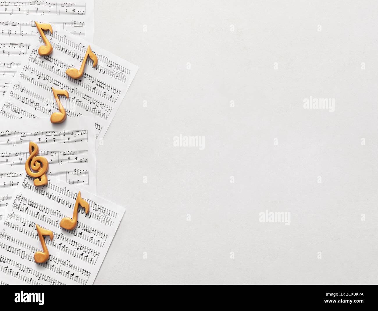 Music sheets with notes on white background Stock Photo