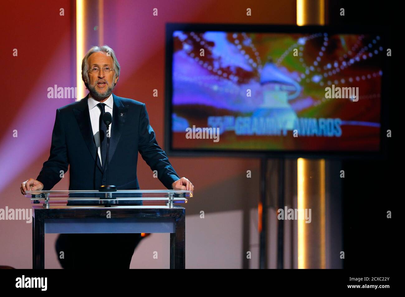 Neil Portnow, president of the National Academy of Recording Arts and Sciences, speaks at the 55th annual Grammy Awards in Los Angeles, California, February 10, 2013.       REUTERS/Mike Blake (UNITED STATES  - Tags: ENTERTAINMENT)   (GRAMMY-SHOW) Stock Photo