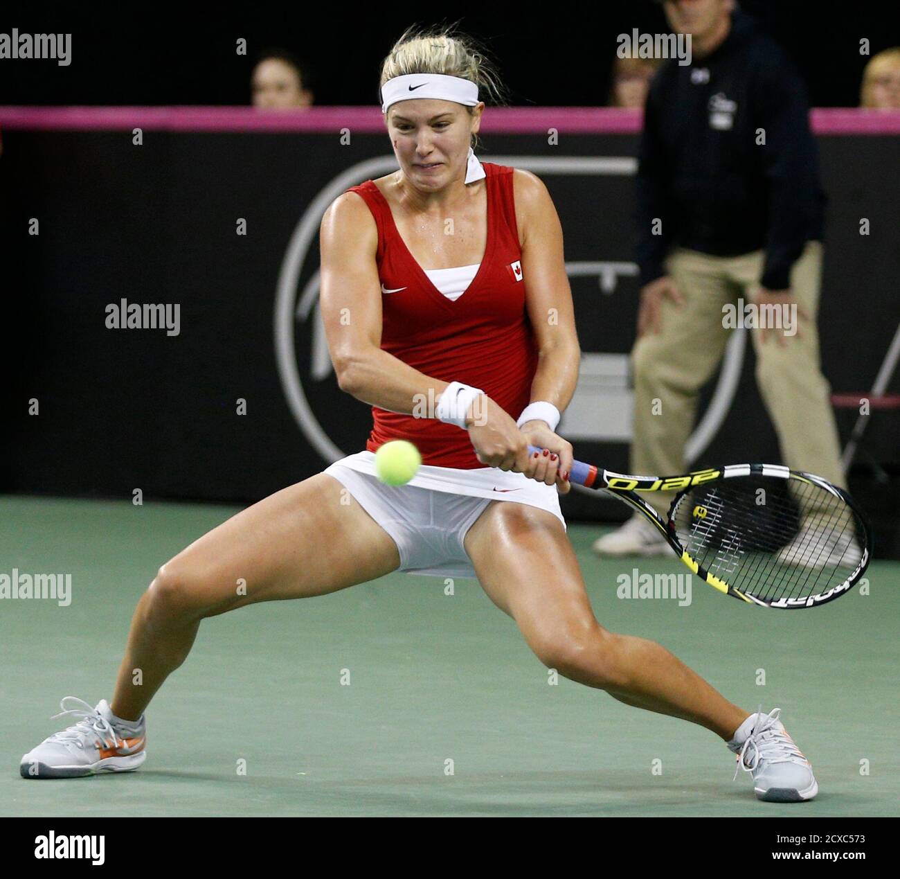 Cut off Microprocessor grammar Canada's Eugenie Bouchard plays a shot against Slovakia's Kristina Kucova  during their Fed Cup tennis match at the PEPS stadium at Laval University  in Quebec City, April 19, 2014. REUTERS/Mathieu Belanger (CANADA -