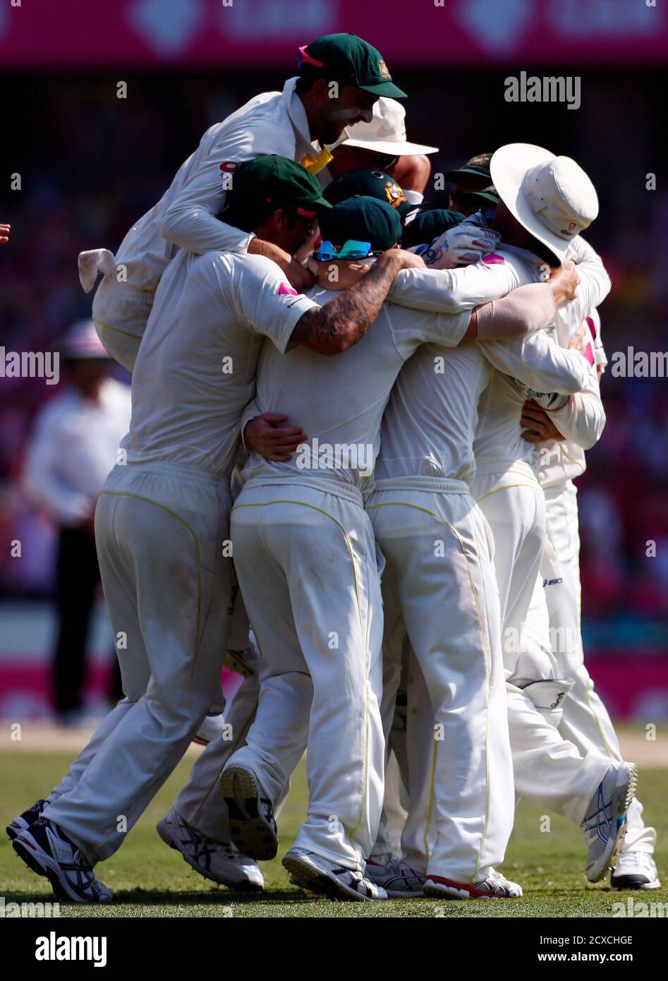 Australia S Players Celebrate After Winning The Fifth Ashes Cricket Test Against England At The Sydney Cricket Ground January 5 2014 A Rampant Australia Sealed A 5 0 Ashes Series Sweep By Skittling England Read all news including political news, current affairs and news headlines online on ashes series today. alamy