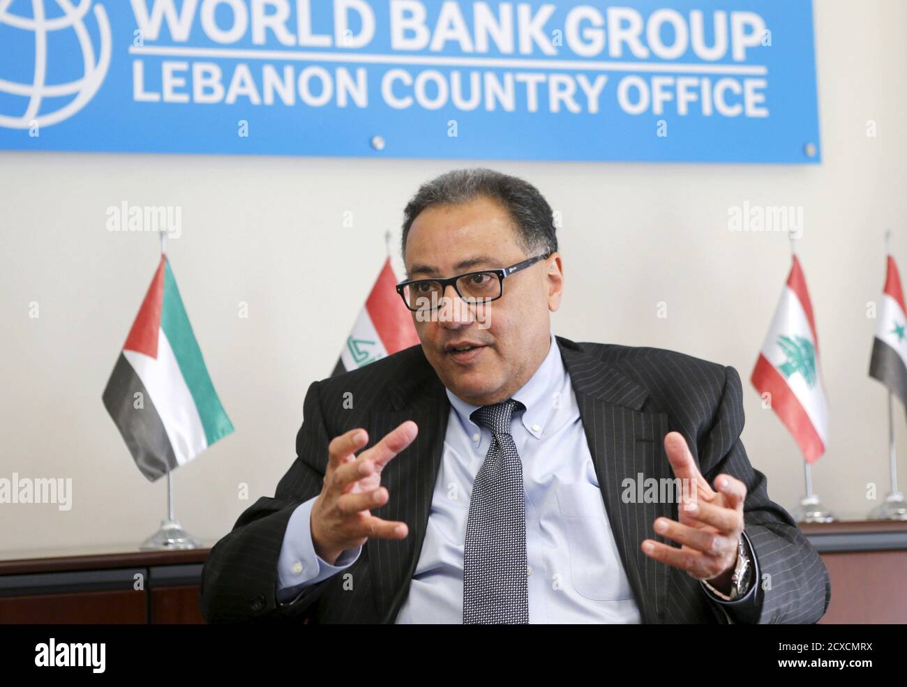 World Bank Regional Vice President Hafez Ghanem speaks during an interview  with Reuters in Beirut April 28, 2015. The World Bank is seeking to finance  development projects in areas in Iraq that